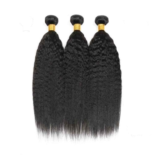 Natural Black Kinky Straight Bundles Human Hair Yaki Bundle 14 16 18 inch Brazilian Remy Yaki Straight Human Hair Bundle