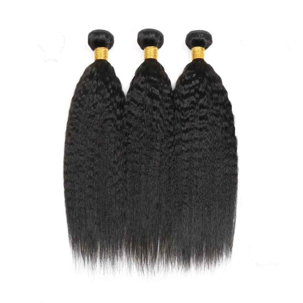 28 30 32 inch Brazilian Kinky Straight Bundles Human Hair #1B Yaki Bundles Natural Black Straight Human Hair Bundle