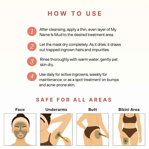 Ingrown Hair & Acne Treatment Mud Mask With Drawing Salve for Bikini, Underarms, Face & Butt– Clears Ingrowns, Blackheads & Impurities– Detoxifying Vajacial with Dead Sea Mud, Kaolin & Liposilt– 100mL