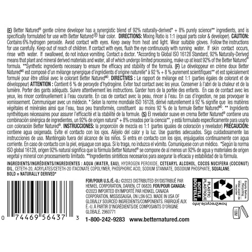 Better Natured 20 Volume Gentle Creme Hair Developer | For Professional Salon Coloring | Lightening & Gray Coverage | Long Lasting Color | 4 Fl Oz