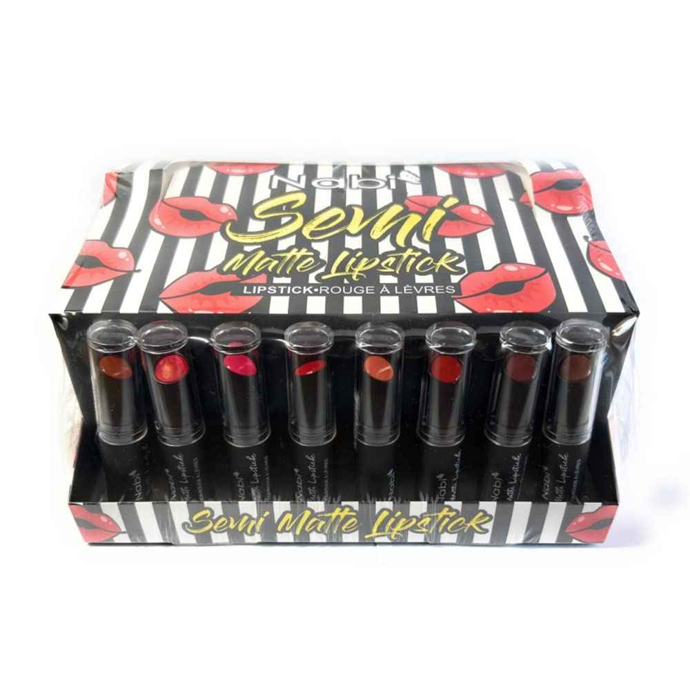 48 pcs 8 Colors Nabi Semi Matte Lipstick, Smooth Application and Won’t Dry Out Lips, Included Display Box (Wholesale Lot)