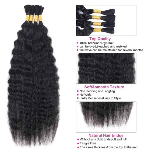 WZVHAIR Super Wave Bulk Human Hair For Braiding No Weft 100g (1Pack-4PCS) Wet and Wavy Human Braiding Hair 100% Virgin Human Hair Super French Human Bulk Hair For Boho Braids (Super Bulk 20 Inch)