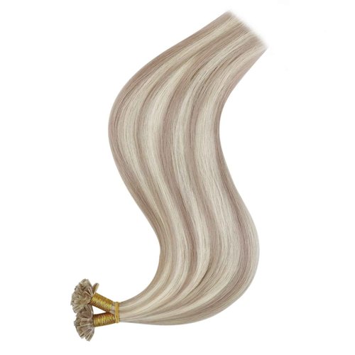 Full Shine U Tip Hair Extensions 20 Inch 50 Grams Color 18 Ash Blonde Highlighted 613 Bleach Blonde Keratin Tip Hair Extensions Human Hair Fusion Extensions Natural Remy Hair