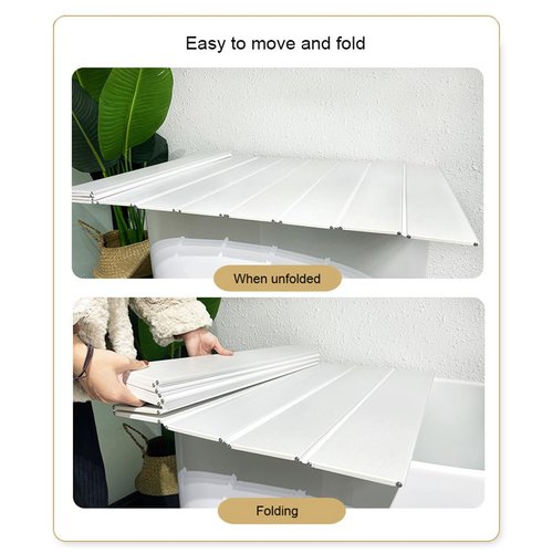 Adjustable Foldable Dust-Proof Bathtub Cover White,Waterproof Shutter Bathtub Tray & Laptop Desk 2 in 1 Fits Most Tubs,Modern Bath Tub Racks for Home (0.7Mx1.7M（2.3FTx5.58FT）, 0.24in Thick)