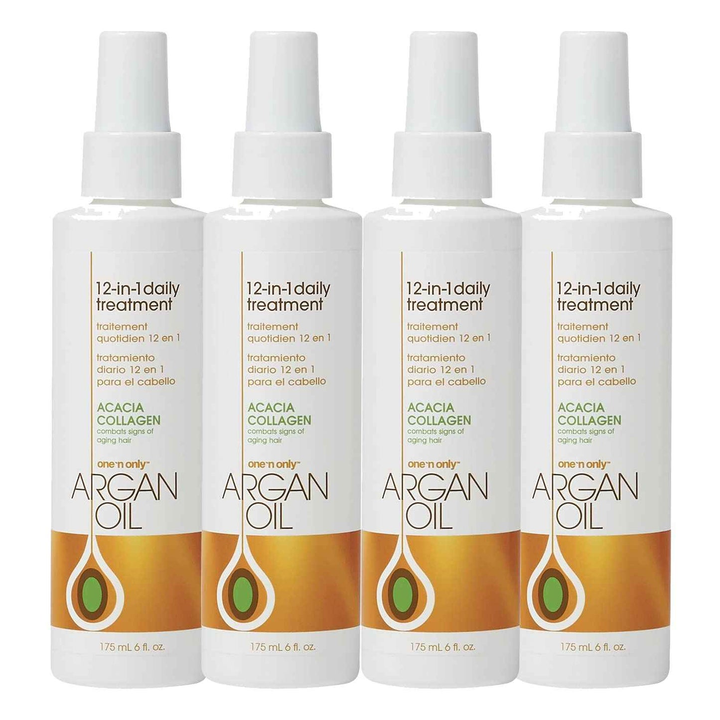 One N' Only Argan Oil 12-in-1 Daily Treatment Lightweight, Helps Control Frizz, Smooths, Detangles, Moisturizes, Strengthens and Adds Body to Dry, Damaged Hair, 6 Fl Oz (4pk)