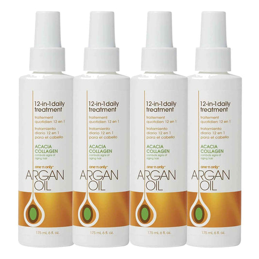 One N' Only Argan Oil 12-in-1 Daily Treatment Lightweight, Helps Control Frizz, Smooths, Detangles, Moisturizes, Strengthens and Adds Body to Dry, Damaged Hair, 6 Fl Oz (4pk)