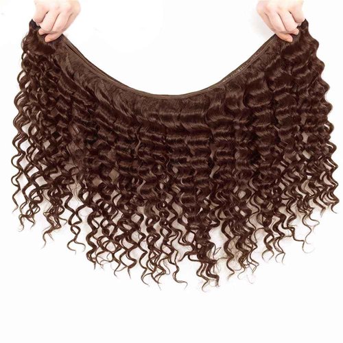 Raivide Color #4 Bundle Chocolate Brown Deep Wave Human Hair Bundles Brazilian Dark Brown Bundle Color #4 Loose Deep Bundles Human Hair 12 14 16 Inch