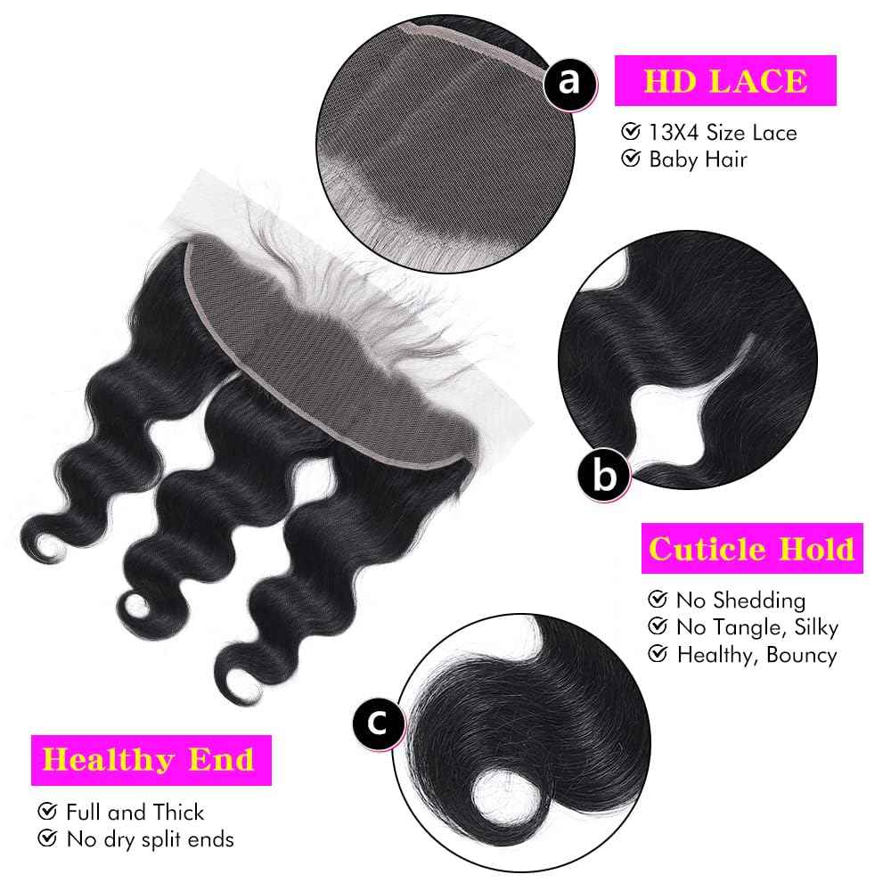 13x4 Lace Frontal Closure Body Wave Frontal Ear to Ear HD Lace Frontal Human Hair 100% Brazilian Virgin Human Hair Closure 20 Inch Frontals Hair Pieces for Women Free Part 150% Density