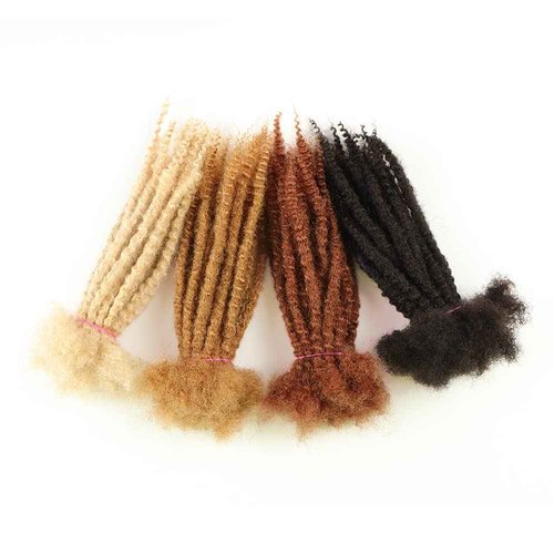 Orientfashion Textured Loc Extensions Human Hair Curly Ends Handmade Permanent Locs Extensions Can Be Dyed Bleached Curled and Twisted (12inch 30strands, 0.8cm Natural black)