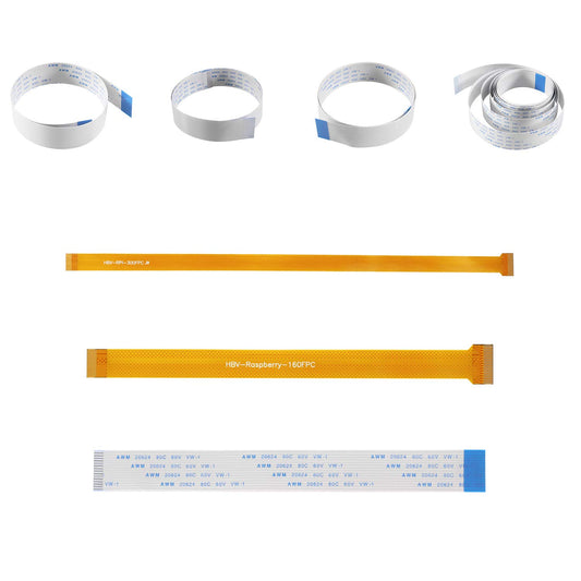 Aokin for Raspberry Pi Camera Cable, Ribbon Flex Extension Cable Set (7 Pcs), 5.90/11.81/19.68/39.37/78.74in White Cable for Pi A/B/B+, 2, 3 3B+, 4; 6.30/11.81in Golden Cable for Pi Zero/Zero w