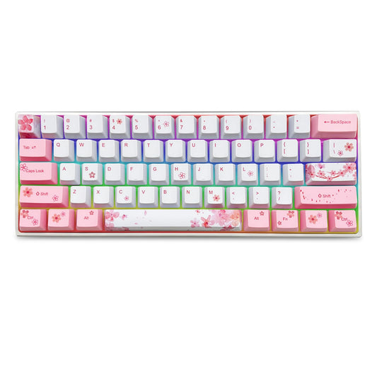 ZMX Cherry Blossom Pink Mechanical Keyboard,60% Compact Hot Swappable USB-C Wired RGB Gaming Keyboard 61 Keys Mini Cute Keyboards with Dye-Sublimation PBT Keycap for PC/Mac (Brown Switch)
