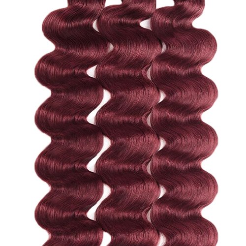99j Burgundy Bundles Human Hair Body Wave Bundles Human Hair 26 28 30 Inch Wine Red Brazilian Hair 3 Bundle 50 Gram Per Bundle Unprocessed Virgin Remy Hair Extensions
