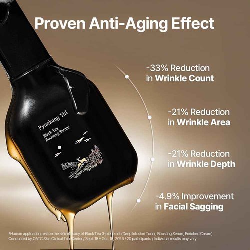 [PKY] Pyunkang Yul Black Tea Line Gift Box Set, Deep Nurishment for Anti-aging, Rich Moisture Toner, Revitalizing Serum & Condensed Nourishing Cream, Zero-Irritation, Korean Skincare (3-item set)