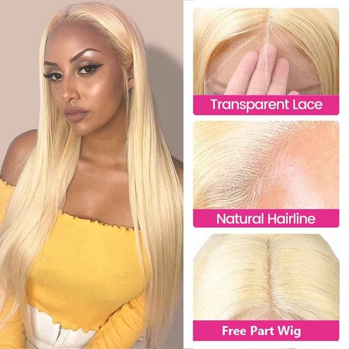 Lemoda Outlet Deals 613 13x5 Lace Front Wig Human Hair 200 Density Straight 613 Blonde Wig Human Hair Pre Plucked Natural Hairline 13x5 HD Transparent Lace Front Wigs for Women 20 inch