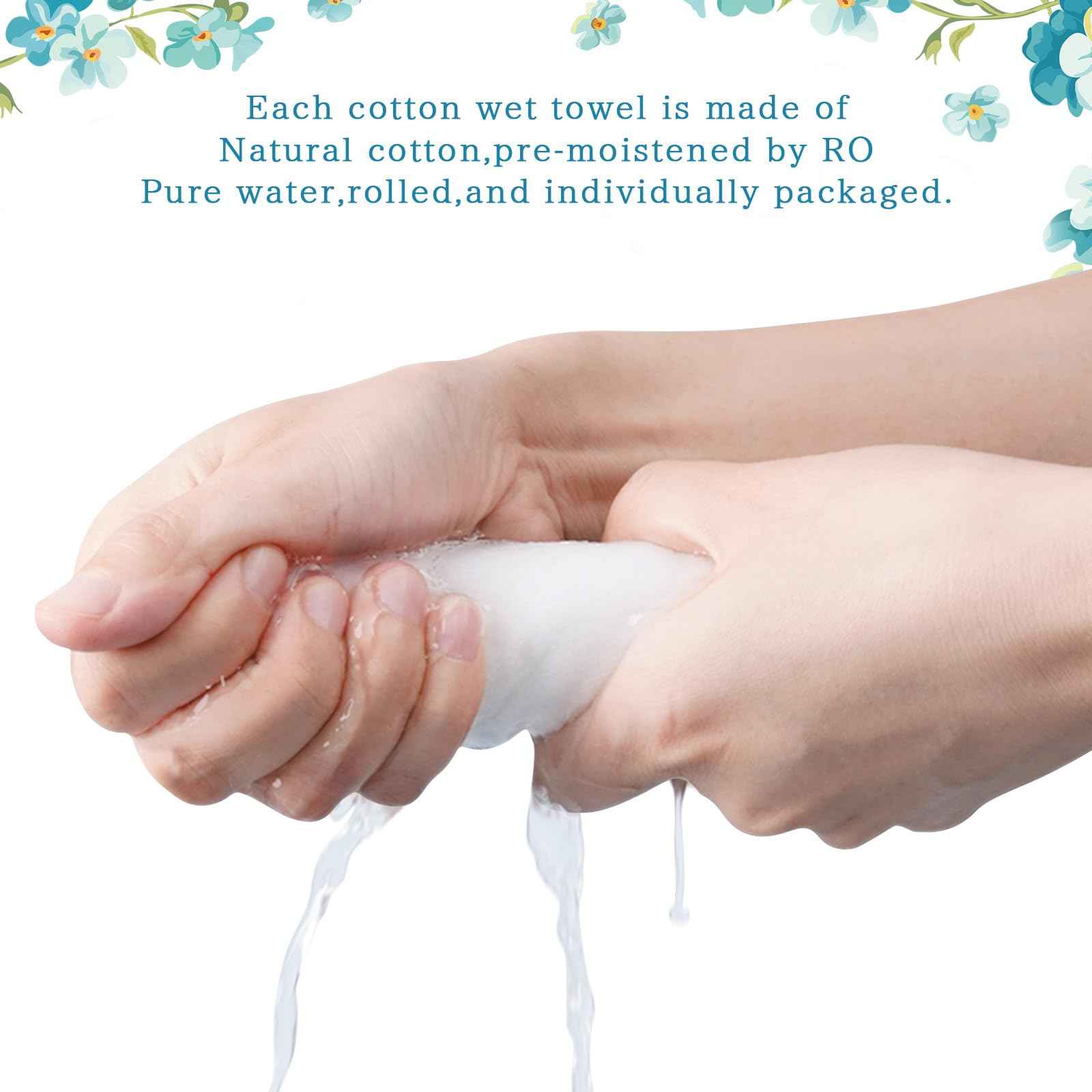 150 Pcs Moist Towel Bulk Moist Towelettes Individually Wrapped,White Towel Services 8.5''x8.5'' Unscented Wet Hand Towels,Disposable Refreshment Pre Moistened Towels for Travel Camping Sport Spa Party