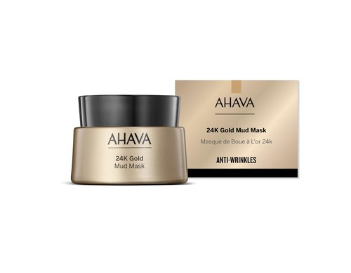 AHAVA 24K Gold Mineral Mud Mask - Luxury Mud Mask for Refined, Luminously Radiant Skin, Smoothes, Firms & Illuminates, includes 24K Gold, Osmoter, Dead Sea Mud, Matrixyl & Hyaluronic Acid, 1.7 Fl.Oz