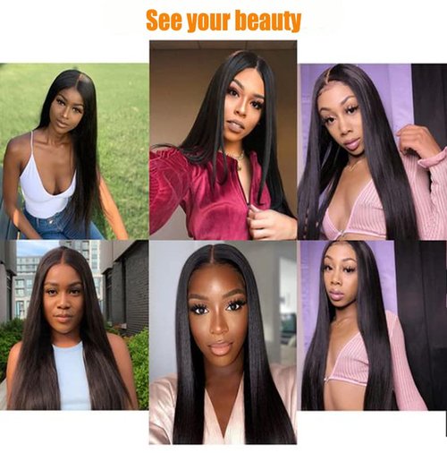 Brazilian Virgin Human Hair 100% Unprocessed Silky Straight lace Frontal With Baby Hair Remy Hair Ear to Ear Lace Closure Natural Black Color(16 Inch 13x4 frontal)