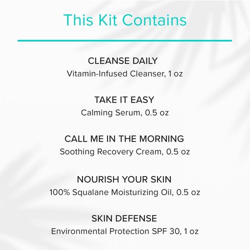 ClarityRx Post-Procedure Skincare Kit, Includes Natural Plant-Based Vitamin-Infused Face Wash, Calming Facial Serum, Soothing Moisturizer, Moisturizing Oil, SPF 30 Sunscreen