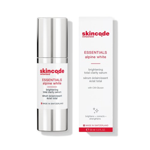 Skincode Essentials AlpineWhite Brightening Total Clarity Serum - Hydrating & Brightening Dark Spot Serum with CM-Glucan, Niacinamide & Swiss Alpine Plants, All Skin Types (1.0 Oz / 30 mL)