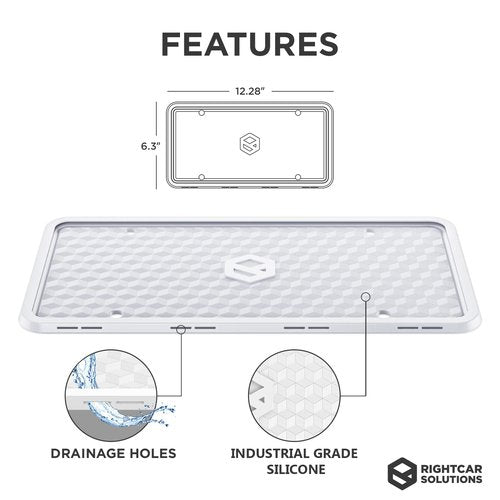 Rightcar Solutions Silicone License Plate Frame | The Original Premium Grade Silicone Car Plate Frame | Rust Proof, Rattle Proof, Weather Proof License Plate Holder (White)