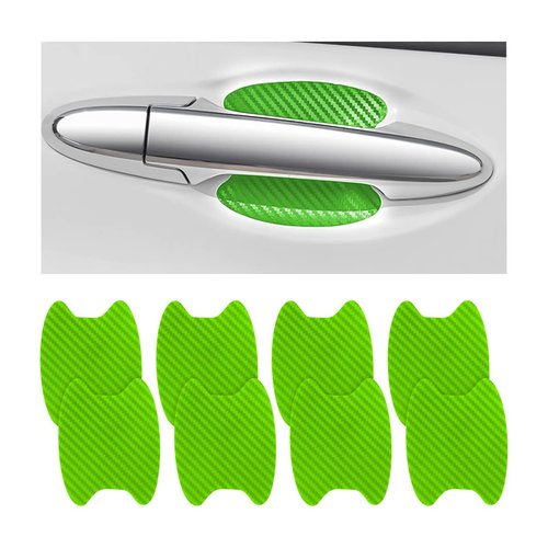 Blilo 8PCS Car Door Handle Sticker, Carbon Fiber Anti-Scratches, Universal Fit, Green/8PCS
