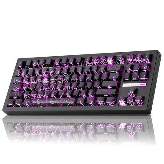 ZORNHER ZH870 Wireless Mechanical Gaming Keyboard,80% Black Custom Creamy Sound Keyboard with Spider Web IMD PC Keycaps,Pre-lubed Linear Switches,Hot-Swappable,RGB Backlit,2.4GHz/USB-C/BT5.0