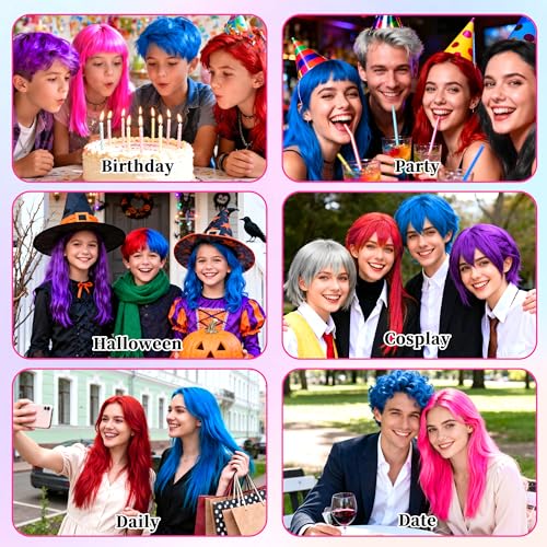 6 Pack Hair Spray,Purple red pink black blue and gray hair spray temporary for Women Kids Men, Washable Temporary Hair Dye Spray,For Cosplay Christmas Party, Halloween Crazy Hair Day