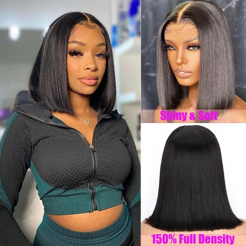Karlami Wear and Go Glueless Wig Bob Wig Human Hair 180% Density HD Lace Closure Human Hair Glueless Wigs for Black Women 5x5 Closure Wigs Pre Plucked 16 Inch