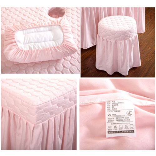 Massage Table Sheet Sets,Massage Table Cover, Body Massage Bed Spa Table Skirt, Includes Skirt Sheet with Face Hole,Quilt Over,Quilt,Pillowcase,Round Stool Cover 5 Pcs