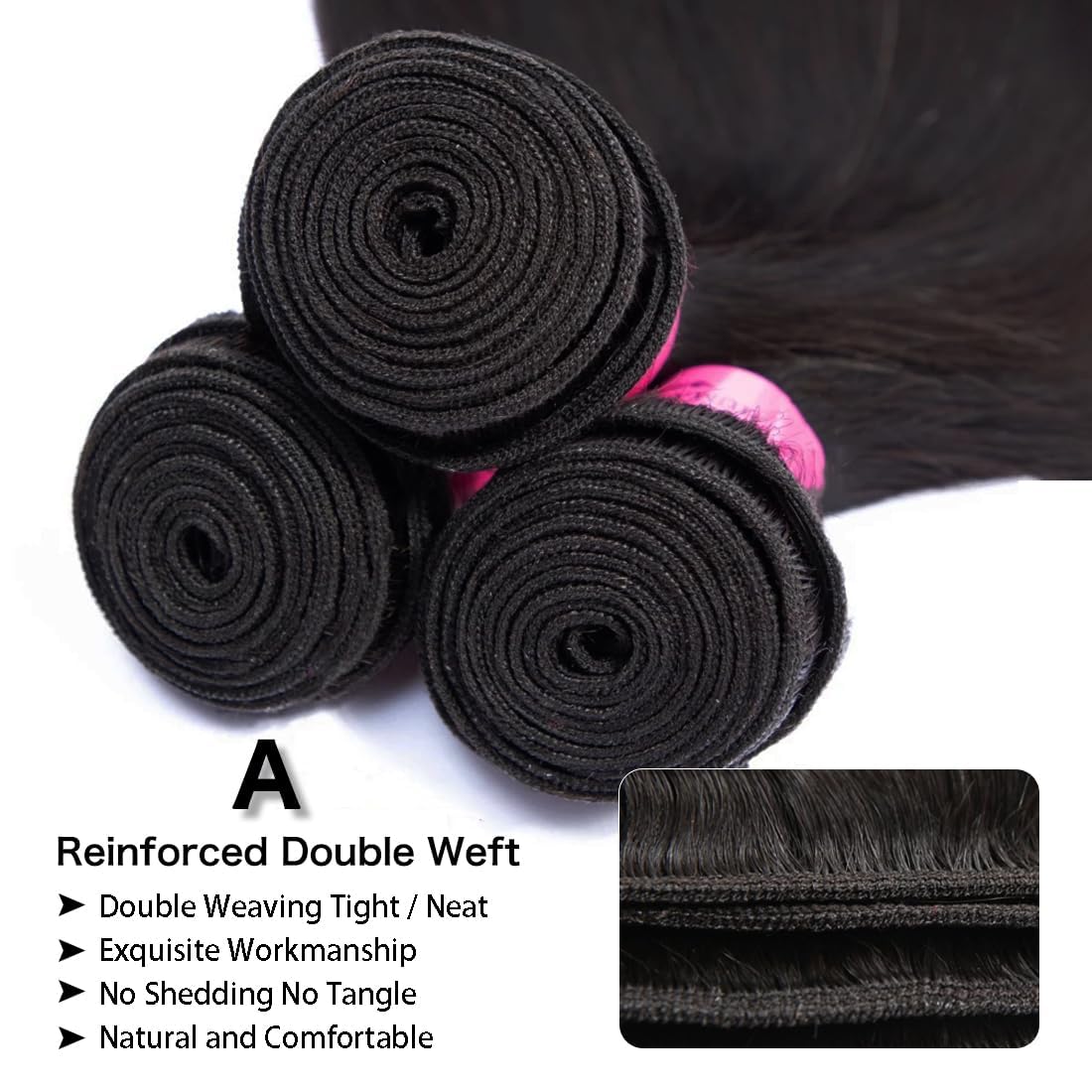 12A Straight Bundles Human Hair,100% Unprocessed Human Hair Brazilian Virgin Straight 3 Bundles Deals Real Natural Black Color Hair Extensions for Women 20 22 24 Inch