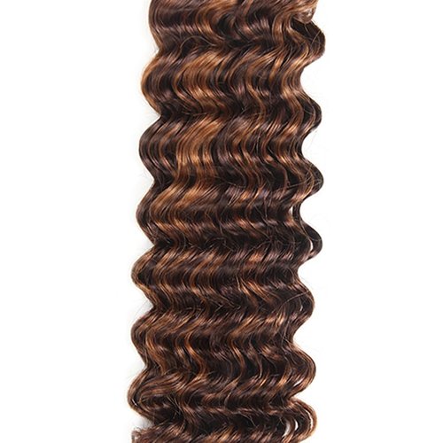 28 30 32 Inch Highlight Bundle Brown Deep Wave Human Hair Bundles Brazilian Unprocessed Virgin Hair 3 Bundles Two Tone #4 Brown Mixed With #30 Light Brown Bundle Hair Weave
