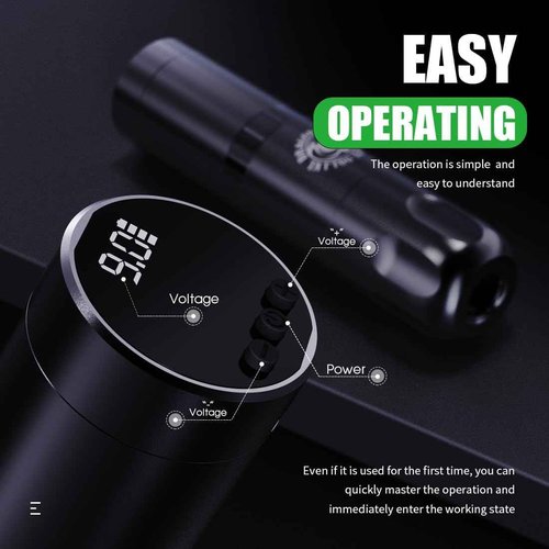 Dragonhawk Cordless Tattoo Gun Kit Complete Tattoo Kit, Pro Tattoo Pen Machine with 2 Tattoo Batteries Power, 20 Tattoo Needles Cartridges Set for Beginners