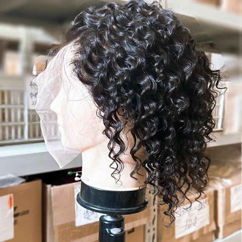 yimisunny Hair Full Lace Wigs Human Hair Wet Curly Full Lace Human Hair Wigs for Women Deep Wave HD Transparent Pre Plucked Bleached Knots With Baby Hair 7 Inch