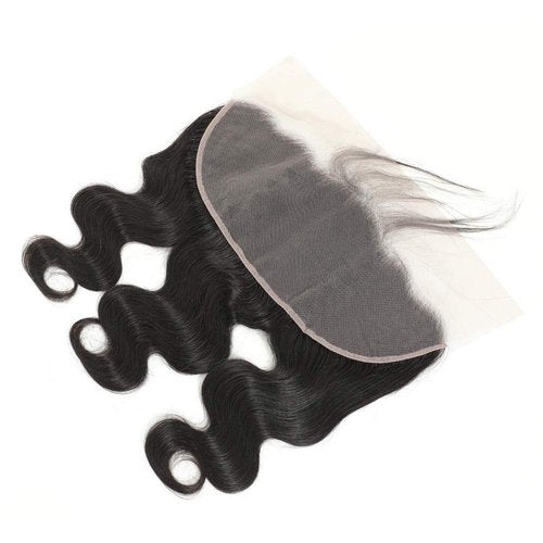 Caijuxing 13 x 6 Lace Frontal Closure Body Wave Frontal 13 x 6 HD Transparent Lace Frontals With Bangs Baby Hair 100% Remy Human Hair 150% Density Natural Color (Black, 10 Inch)