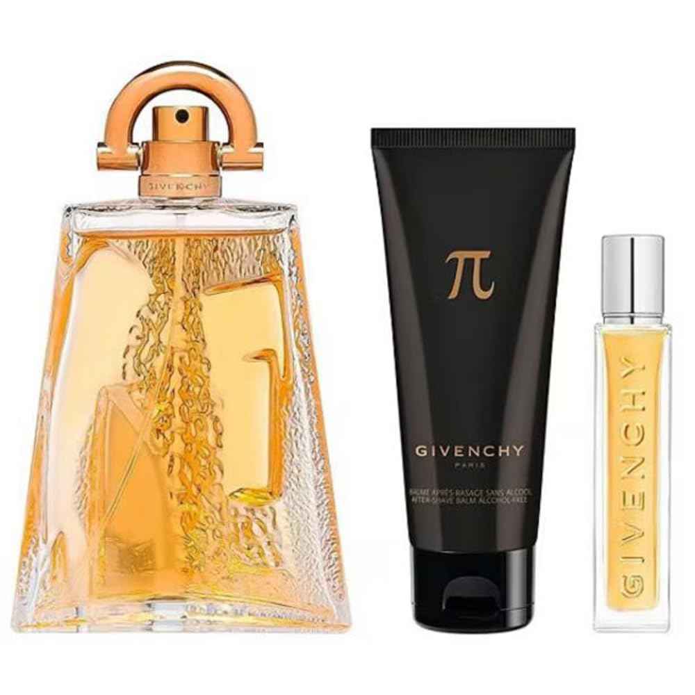 Givenchy PI for Men - 3 Pc Gift Set 3.3oz EDT Spray, 0.42oz EDT Spray, 2.5oz After Shave Balm