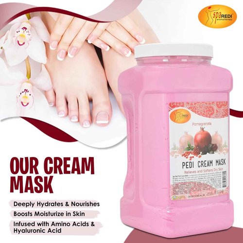 SPA REDI - Body and Foot Cream Mask, Pomegranate, 128 Oz - Pedicure Massage for Tired Feet and Body, Hydrating, Fresh Skin - Infused with Hyaluronic Acid, Amino Acids, Panthenol, Comfrey Extract