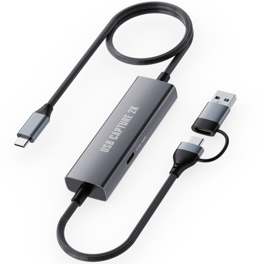 1080P 60FPS 2K@30Hz Capture Card, Type C to USB-A/C Video Capture Card USB 3.0 with 100W Power Delivery Ultra-Low Latency for Streaming, Recording, Gaming Compatible with Switch, iPad, Steam