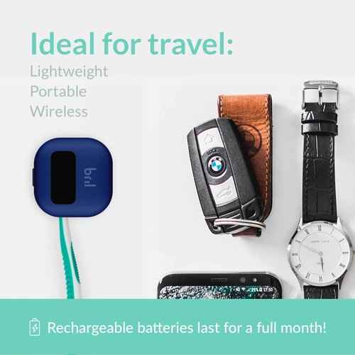 Bril UV-C Toothbrush Sanitizer, Portable Cleaner, Travel Cover, Rechargeable Holder, and Case for Any Size Toothbrush, Navy and White (3 Pack)