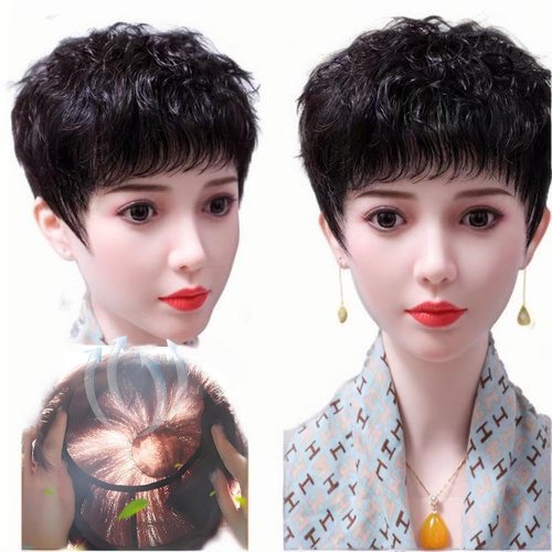 BESTOPPER Pixie Cut Wigs For black Women Human Hair Short Wig Full Hand-made Pixie Cut Wig 9A Brazilian Human Hair short Wig (Natrual Black, Curly/wavy)