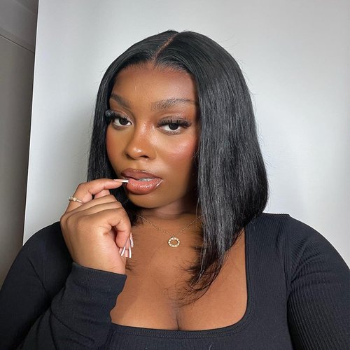 Star Show Bob Wig Glueless Wigs Human Hair Pre Plucked Pre-Cut 5×6 HD Lace Front Wigs Human Hair Bob Human Hair Wig Wigs Glueless Bleached Knots Wear And Go 12 Inch