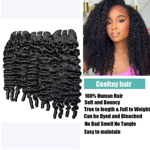 Burmese Curly Bundles Human Hair 16 18 20 Inches 100% Unprocessed Burmese Raw Hair Extension 3c4a Water Wave with Spiral Curly End Real Human Hair Extensions Natural Black