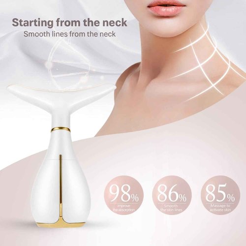 Ms.W 3-in-1 Beauty Massager for Face and Neck, Facial Massager with Heat, Vibration and Led, Electric Face Massager for Skin Improve, Smooth, Firm