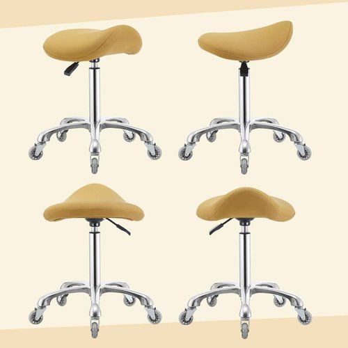 Nolasalon Saddle Stool Chair with Wheels,Ergonomic Swivel Rolling Height Adjustable for Salon Beauty Clinic Dentist Tattoo Home Office