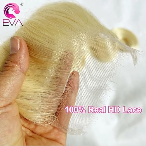 SKINLIKE Real HD Lace Frontal Human Hair Pre Plucked Natural Hairline Invisible Closure Ultra Thin Swiss HD Lace Bleach Knots Closure Human Hair with Baby Hair (5x5 613 HD Body Wave, 20 inch)
