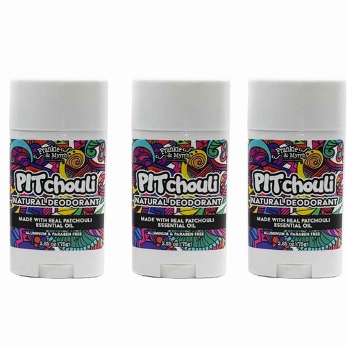 Frankie & Myrrh PITchouli 3 Pack | Natural Patchouli Deodorant | Real Essential Oils | Aluminum Free-Baking Soda, Coconut Oil and Shea Butter (2.56 oz ea) Paraben and Phthalate Free