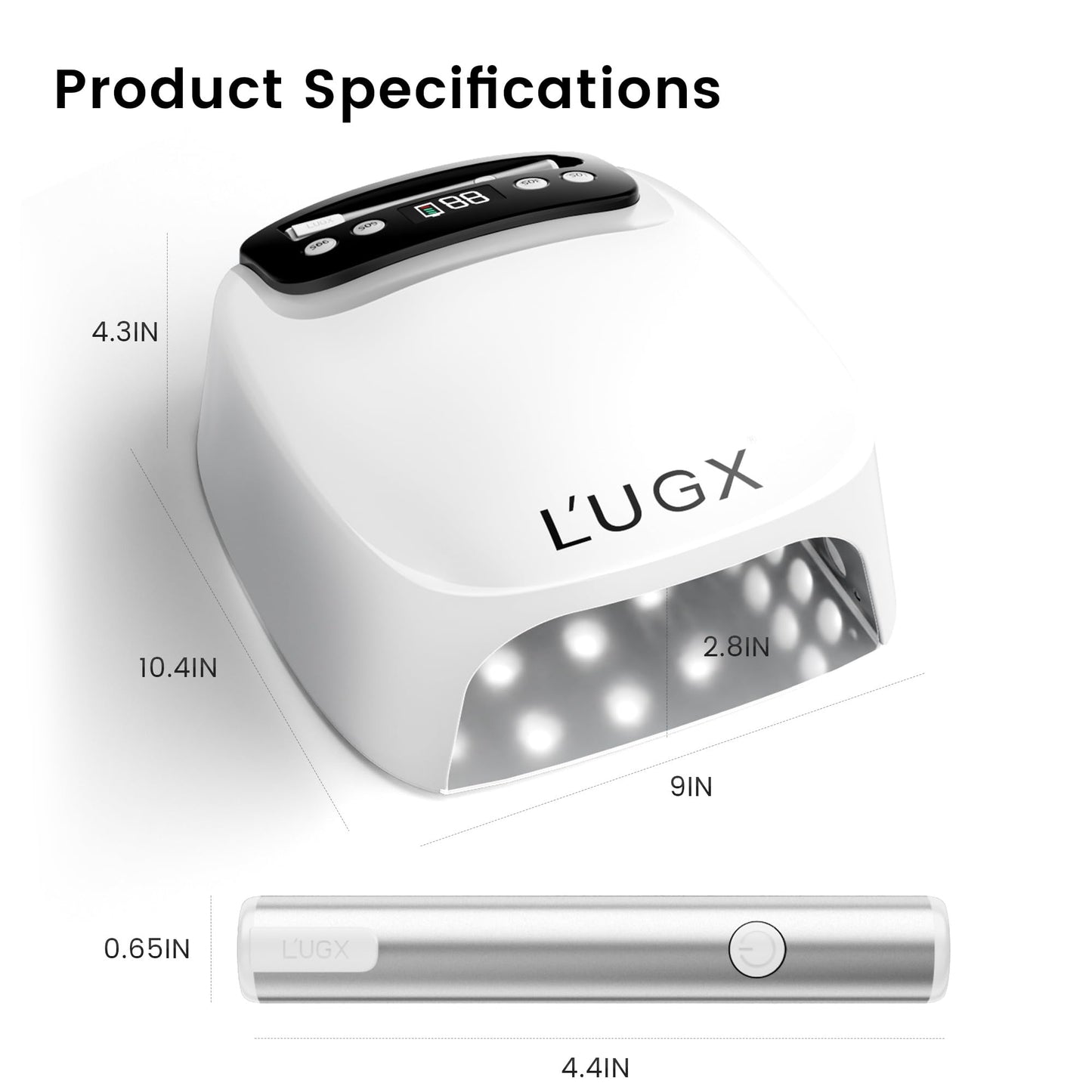 L'UGX 2 in 1 UV LED Nail Lamp, Rechargeable UV Light for Gel Nails, Coredless Nail Dryer with Handheld Gel Light for Nail Polish, Perfect for Home Salon Manicure