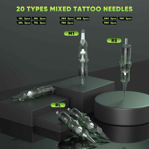 Complete Tattoo Gun Machine Kit, Cordless Rotary Tattoo Pen Kits with 2Pcs 1,600 mAh Battery, 20Pcs Tattoo Cartridge Needles, Professional 7 Strokes Length Tattoo Gun for Artists (Red, 102Pcs)