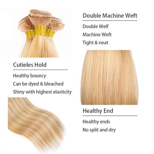 Labamiya Human Hair Bundles 20 22 24 Inch Straight P27/613 Bundles Human Hair 11A Brazilian Virgin Quick Weave Hair for Black Women