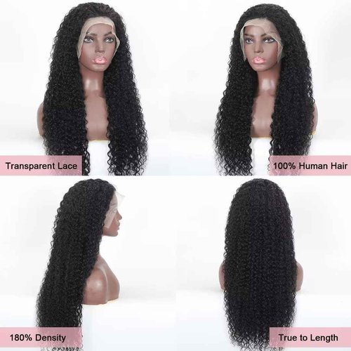Tryfey 13x4 Water Wave Lace Front Wigs Human Hair HD Transparent Deep Water Curly Frontal Wig for Women Glueless Wet and Wavy Lace Wig Pre Plucked with Baby Hair 180% Density Natural Color 24inch
