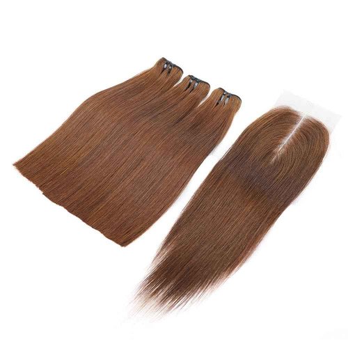 DreamPack Bone Straight Virgin Human Hair 3 Bundles with 2 * 6 Closure Raw Hair 15A Bundles 100% Unprocessed Premium Raw Hair for Women Natural Color (10"10"10" + 8", 33#)